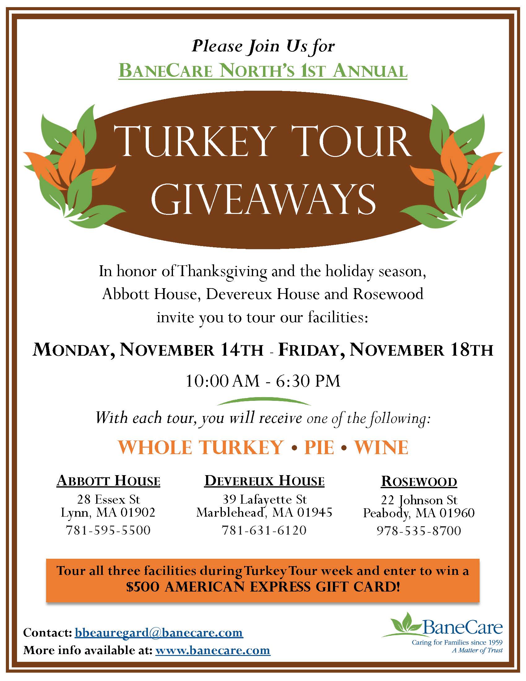 Turkey Tour Giveaway Week at BaneCare North, Nov 14 - Nov 18.pdf